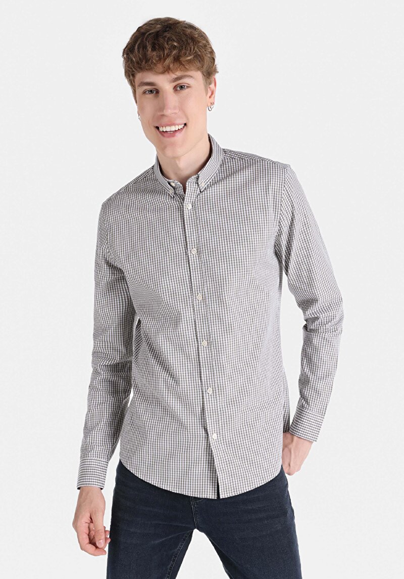 Зображення Сорочка З Довгим Рукавом Чоловіча Сіра  Cl1064821