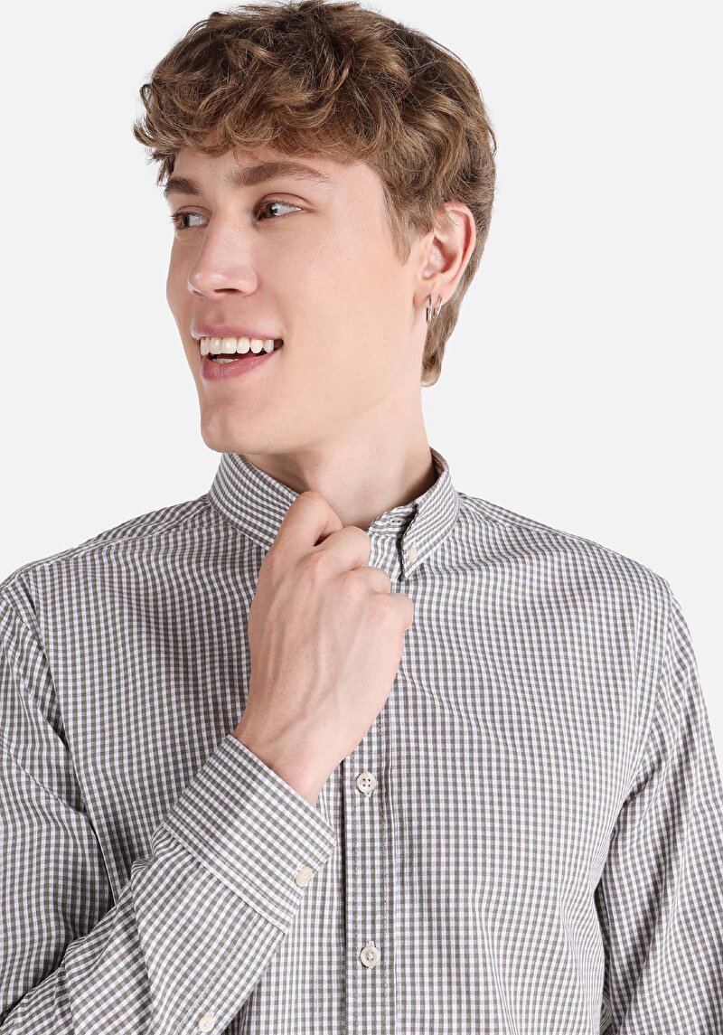 Показати інформацію про Сорочка З Довгим Рукавом Чоловіча Сіра  Cl1064821