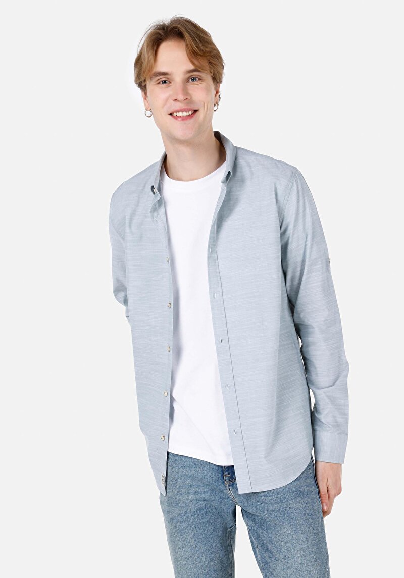 Зображення Сорочка З Довгим Рукавом Чоловіча Зелена  Cl1058567