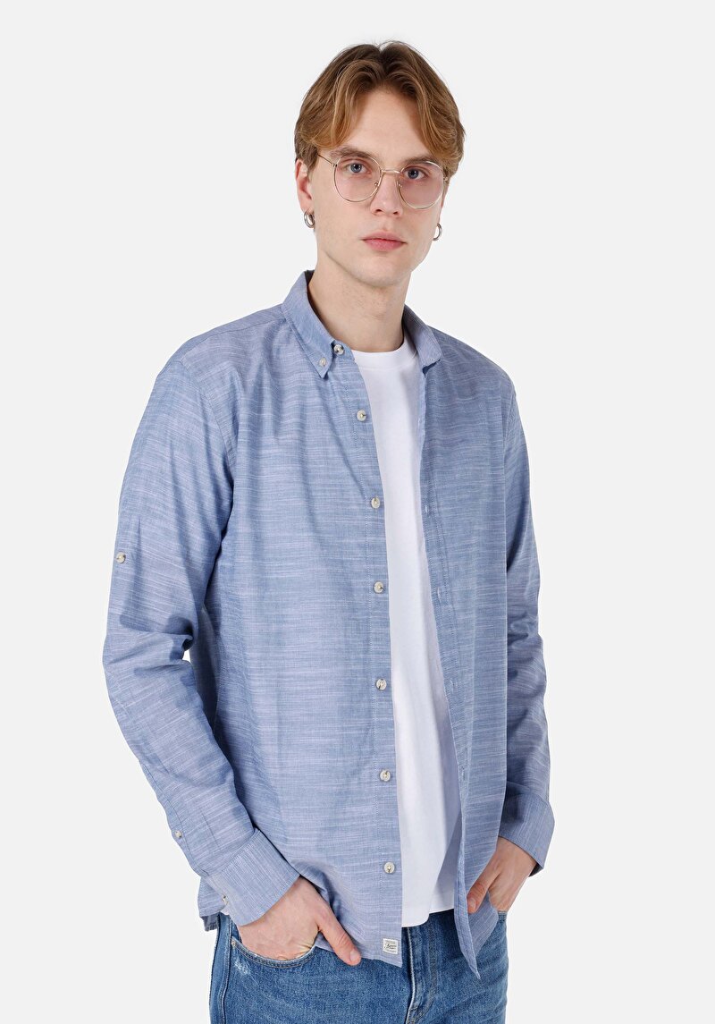 Зображення Сорочка З Довгим Рукавом Чоловіча Блакитна  Cl1058567