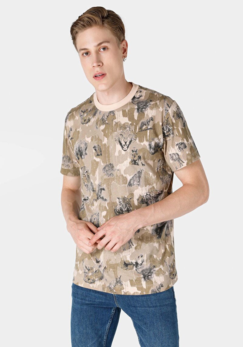 Зображення Футболка З Коротким Рукавом Чоловіча Бежева  Cl1064894