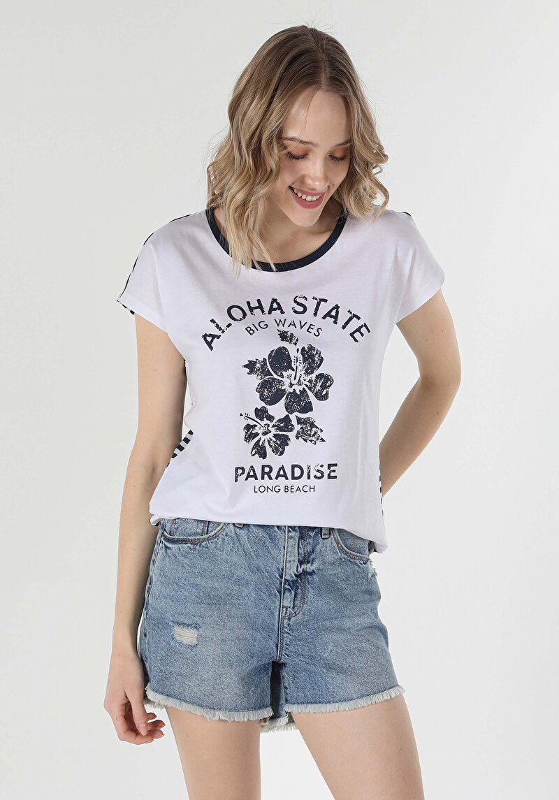 Показати інформацію про Футболка З Коротким Рукавом Жіноча Біла  Cl1058923