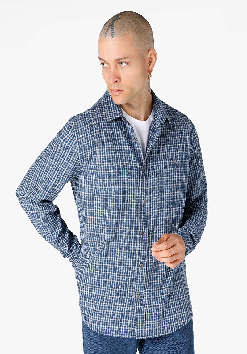 Зображення Сорочка З Довгим Рукавом Чоловіча Блакитна Cl1064918