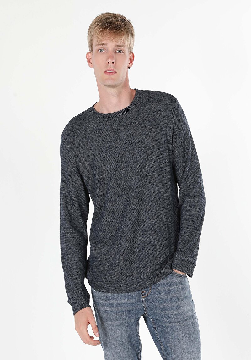 Показати інформацію про Футболка З Довгим Рукавом Чоловіча Блакитна  Cl1059906