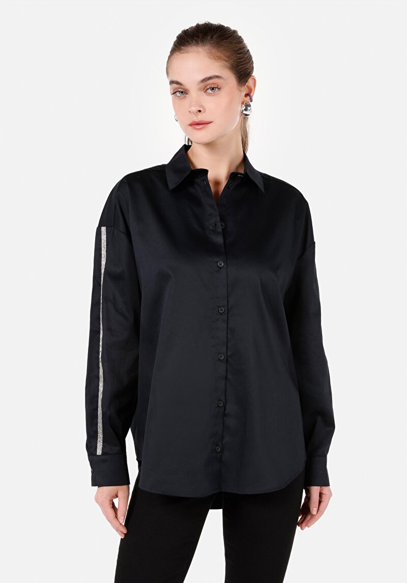Зображення Сорочка З Довгим Рукавом Жіноча Чорна  Cl1071328