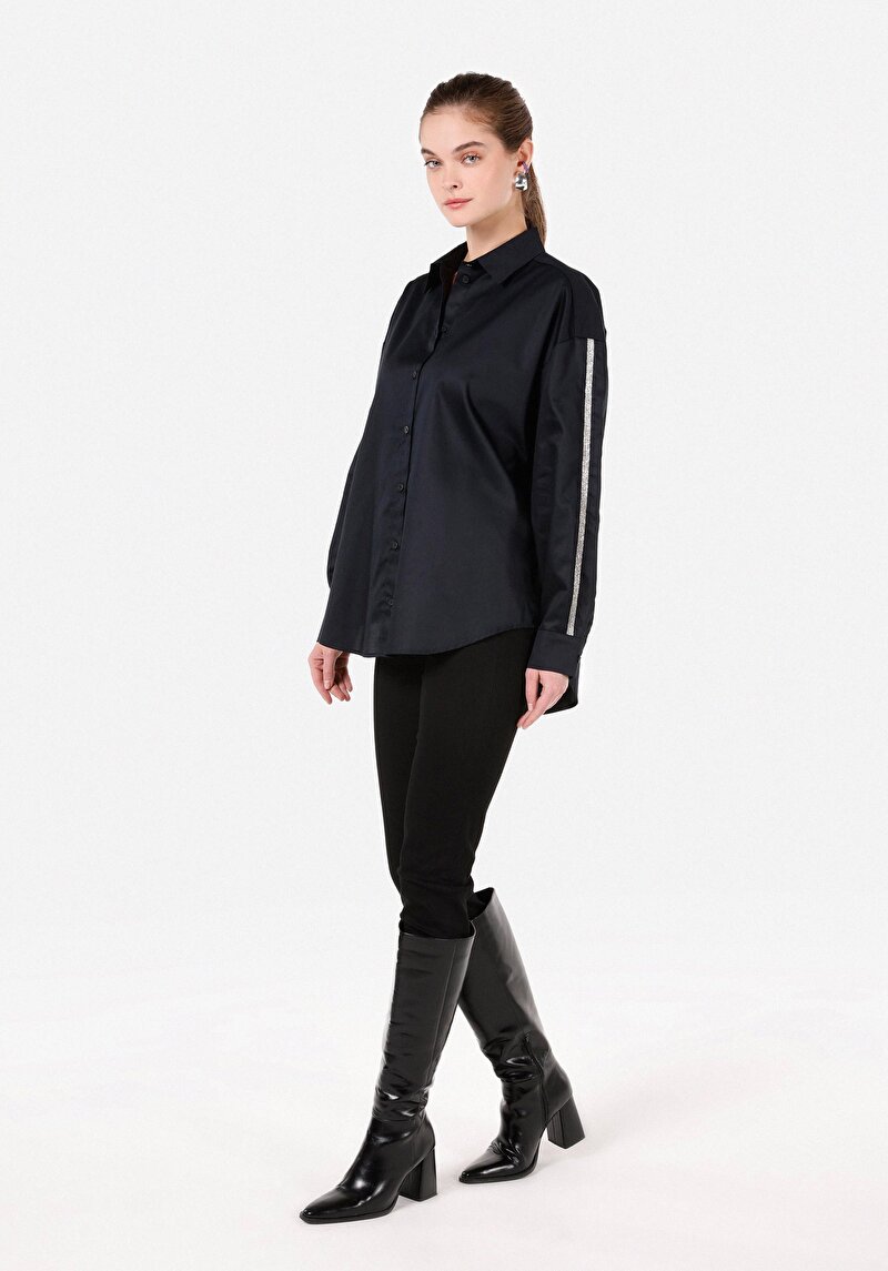 Зображення Сорочка З Довгим Рукавом Жіноча Чорна  Cl1071328