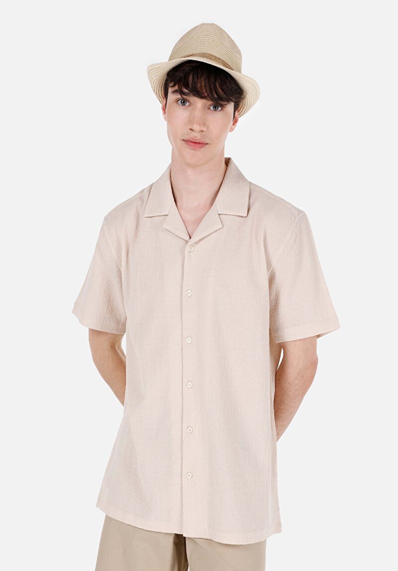 Зображення Сорочка З Коротким Рукавом Чоловіча Бежева  Cl1067591