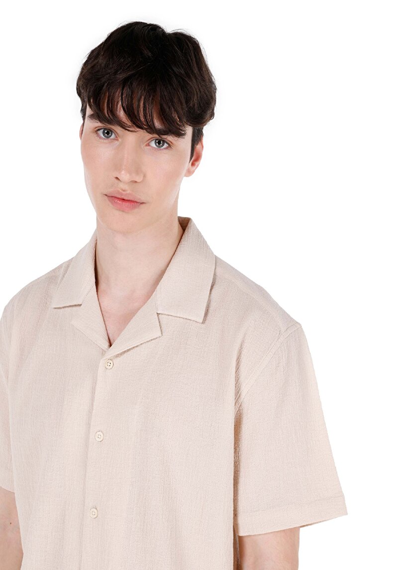 Показати інформацію про Сорочка З Коротким Рукавом Чоловіча Бежева  Cl1067591