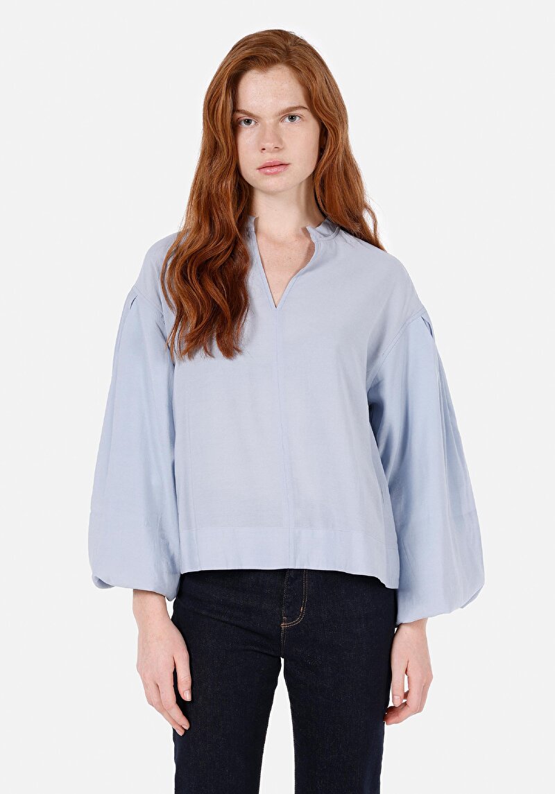 Зображення Сорочка З Довгим Рукавом Жіноча Блакитна  Cl1072489