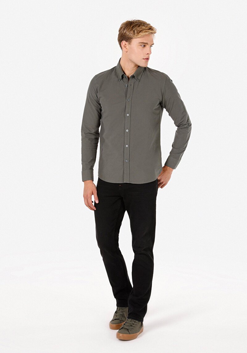 Показати інформацію про Сорочка З Довгим Рукавом Чоловіча Зелена  Cl1071394