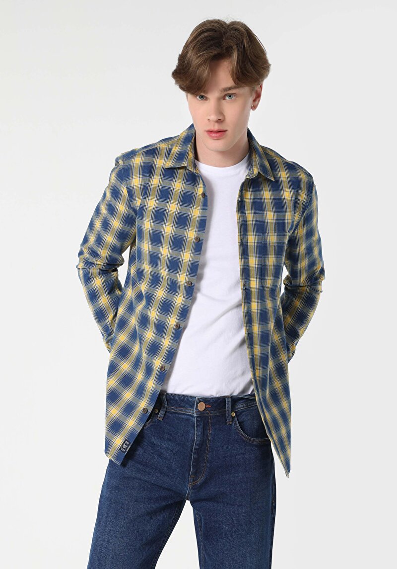 Показати інформацію про Сорочка З Довгим Рукавом Чоловіча Блакитна  Cl1061650