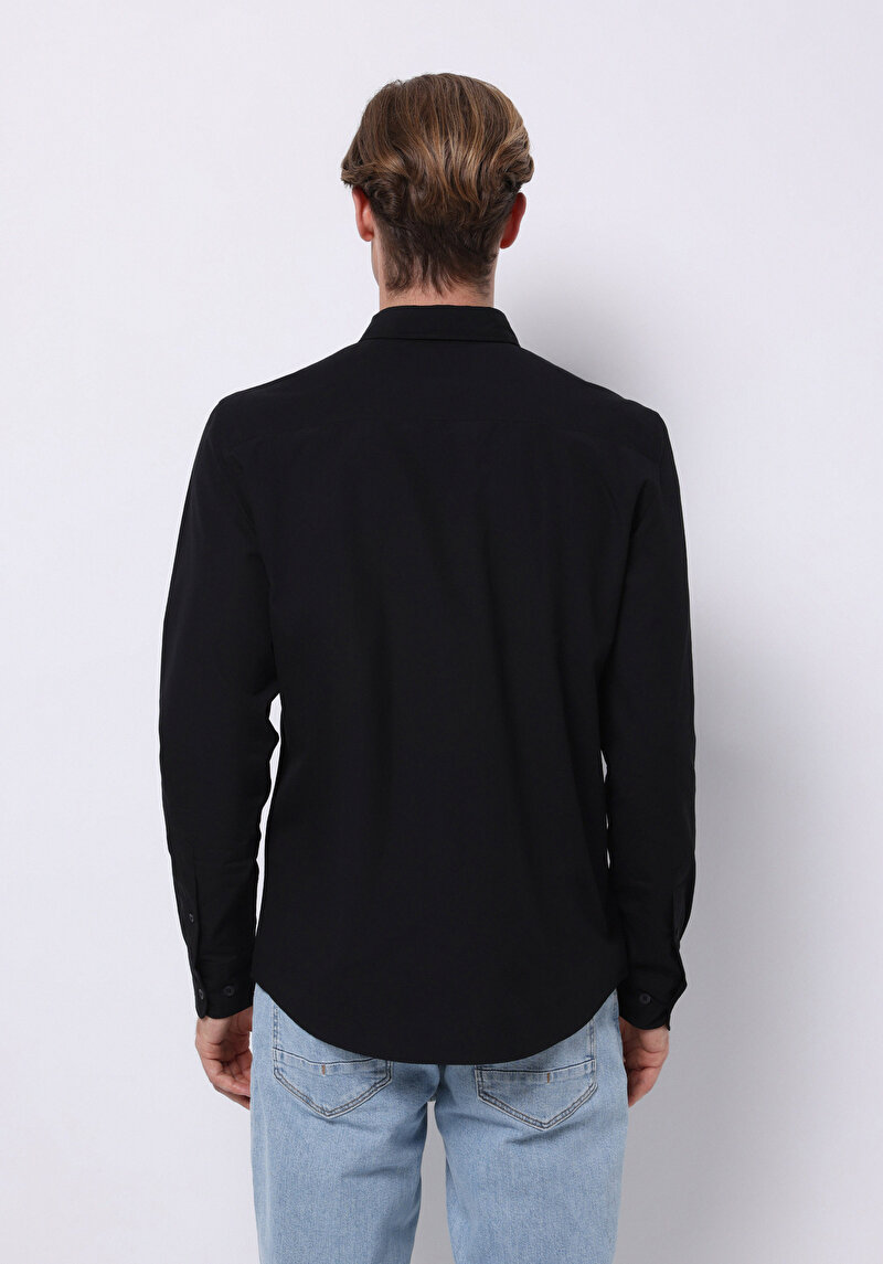 Показати інформацію про Сорочка З Довгим Рукавом Чоловіча Чорна  Cl1070376