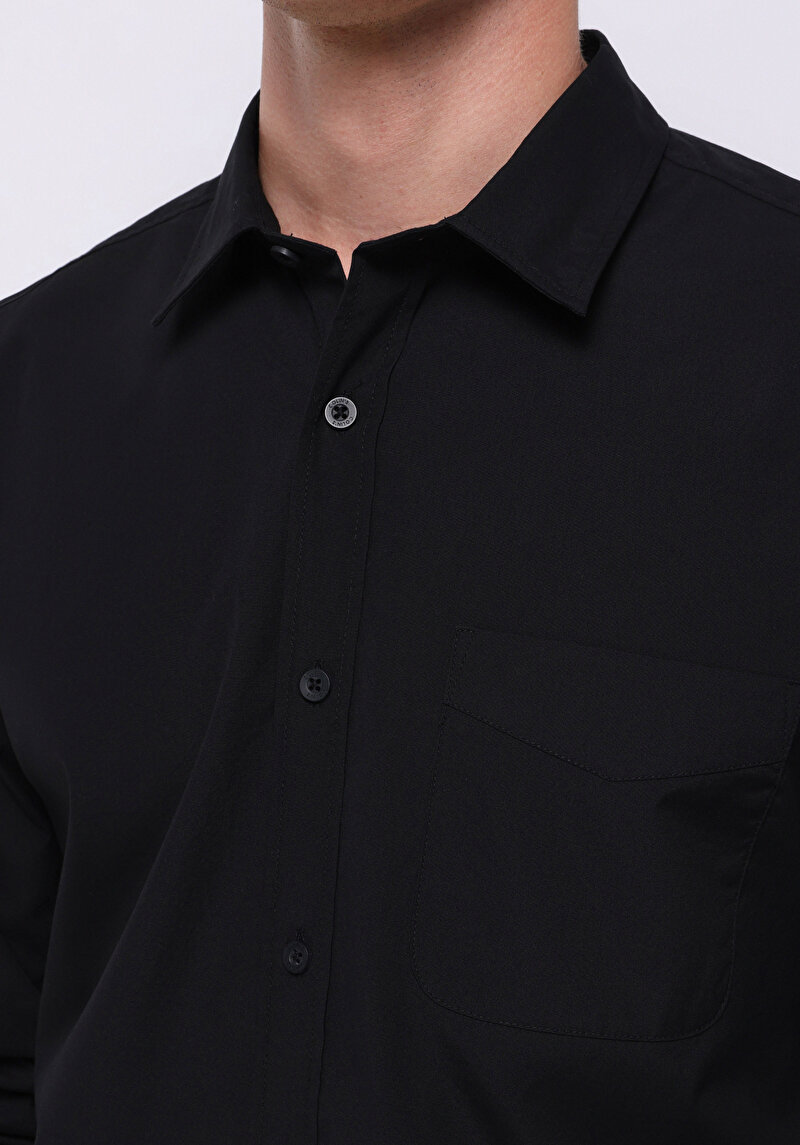 Показати інформацію про Сорочка З Довгим Рукавом Чоловіча Чорна  Cl1070376