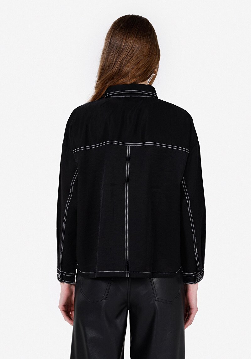 Показати інформацію про Сорочка З Довгим Рукавом Жіноча Чорна  Cl1072495