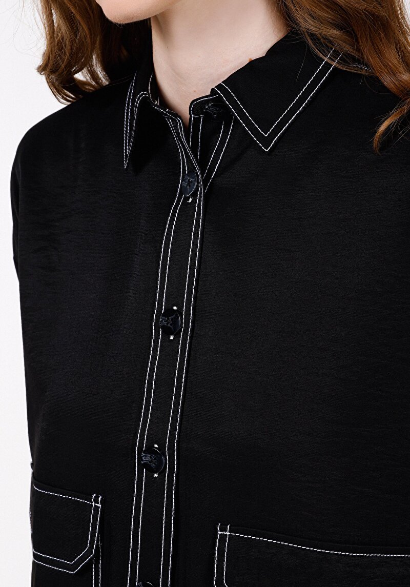 Показати інформацію про Сорочка З Довгим Рукавом Жіноча Чорна  Cl1072495