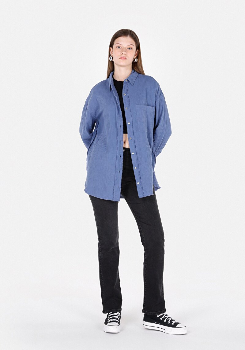 Зображення Сорочка З Довгим Рукавом Жіноча Блакитна Cl1072500