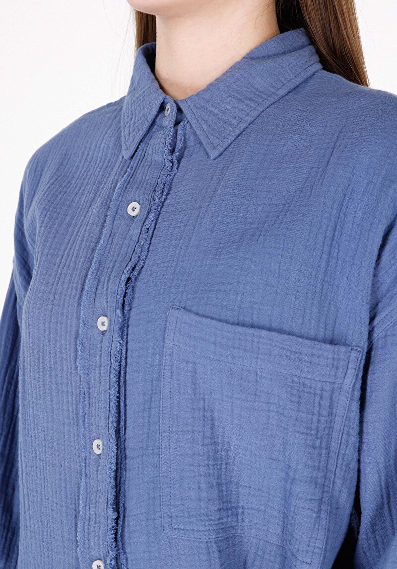 Зображення Сорочка З Довгим Рукавом Жіноча Блакитна Cl1072500