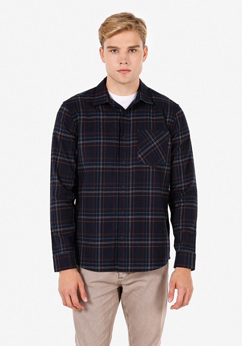 Зображення Сорочка З Довгим Рукавом Чоловіча Синя  Cl1071443