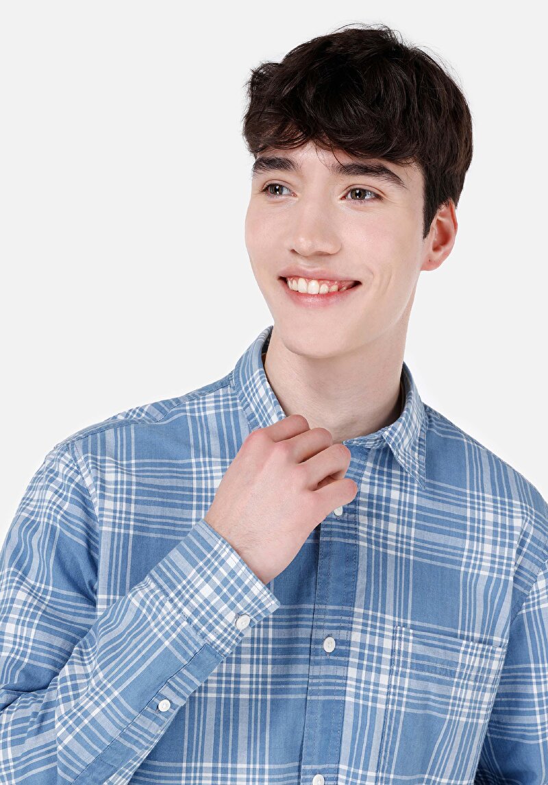 Показати інформацію про Сорочка З Довгим Рукавом Чоловіча Блакитна  Cl1061787