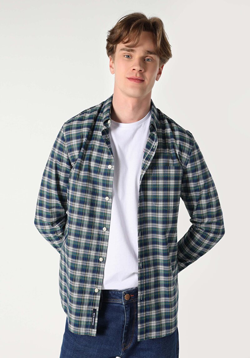 Зображення Сорочка З Довгим Рукавом Чоловіча Синя  Cl1061792