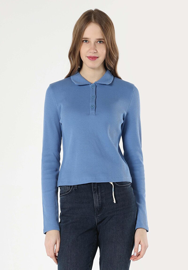 Зображення Футболка З Довгим Рукавом Жіноча Блакитна  Cl1061899