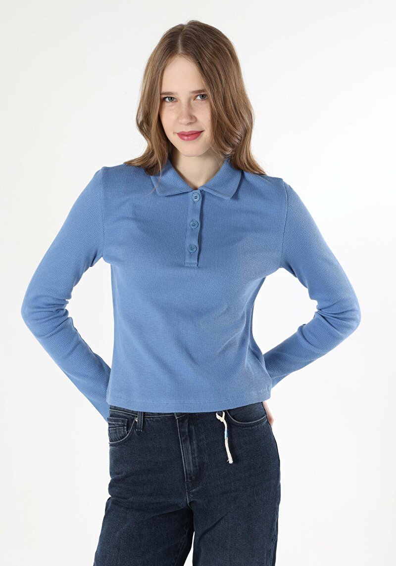 Показати інформацію про Футболка З Довгим Рукавом Жіноча Блакитна  Cl1061899