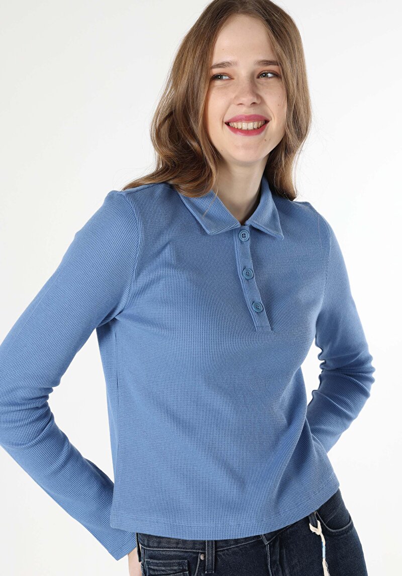 Показати інформацію про Футболка З Довгим Рукавом Жіноча Блакитна  Cl1061899