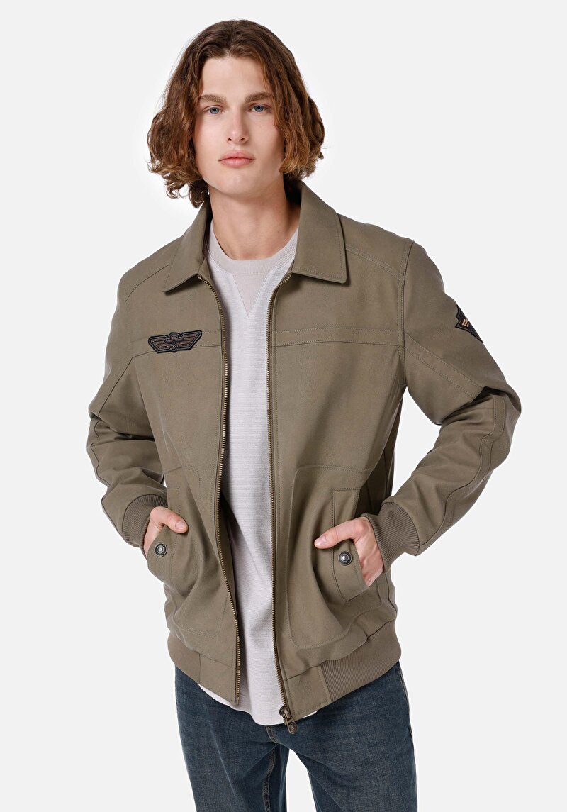 Зображення Куртка З Еко-шкіри Чоловіча Зелена  Cl1066707