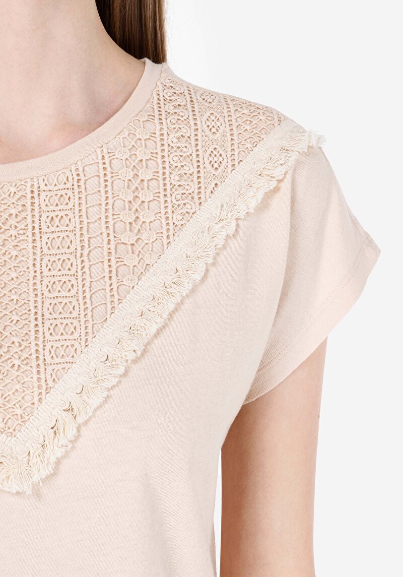 Показати інформацію про Футболка З Коротким Рукавом Жіноча Бежева  Cl1067953