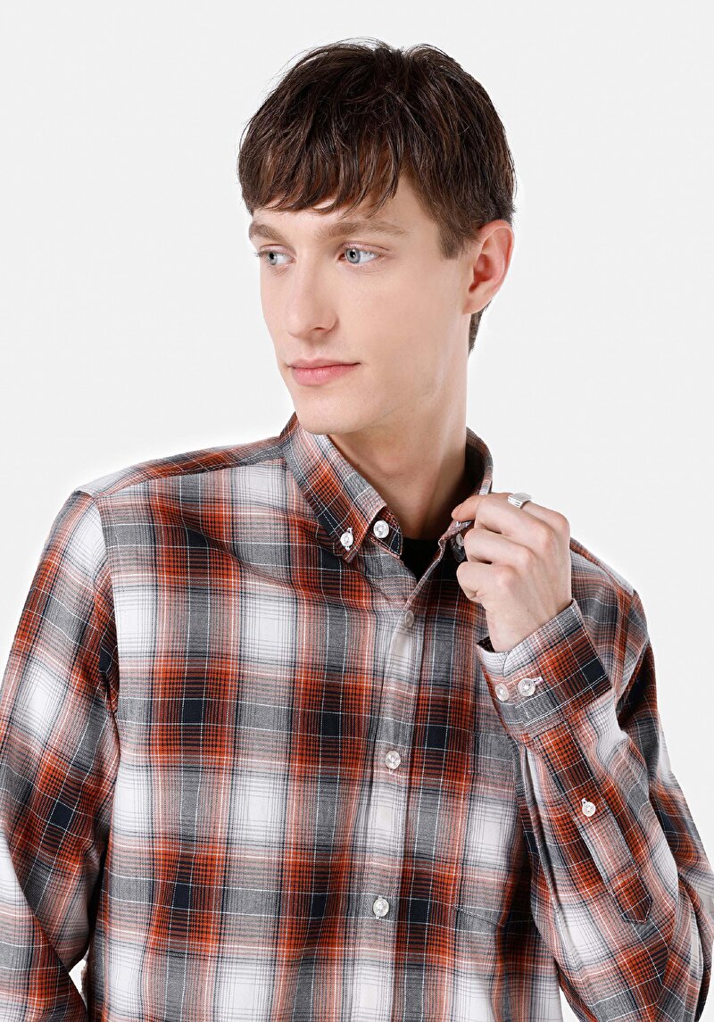 Показати інформацію про Сорочка З Довгим Рукавом Чоловіча Помаранчева  Cl1066767