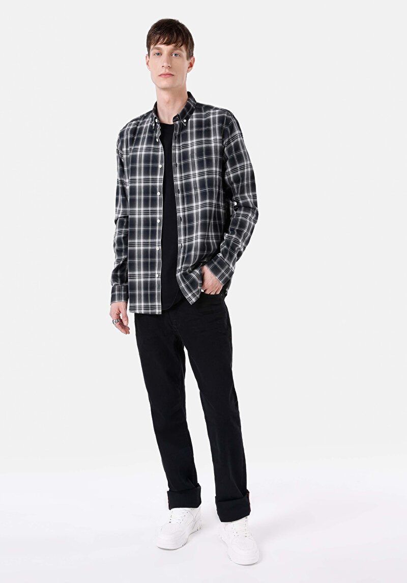 Показати інформацію про Сорочка З Довгим Рукавом Чоловіча Чорна  Cl1066817