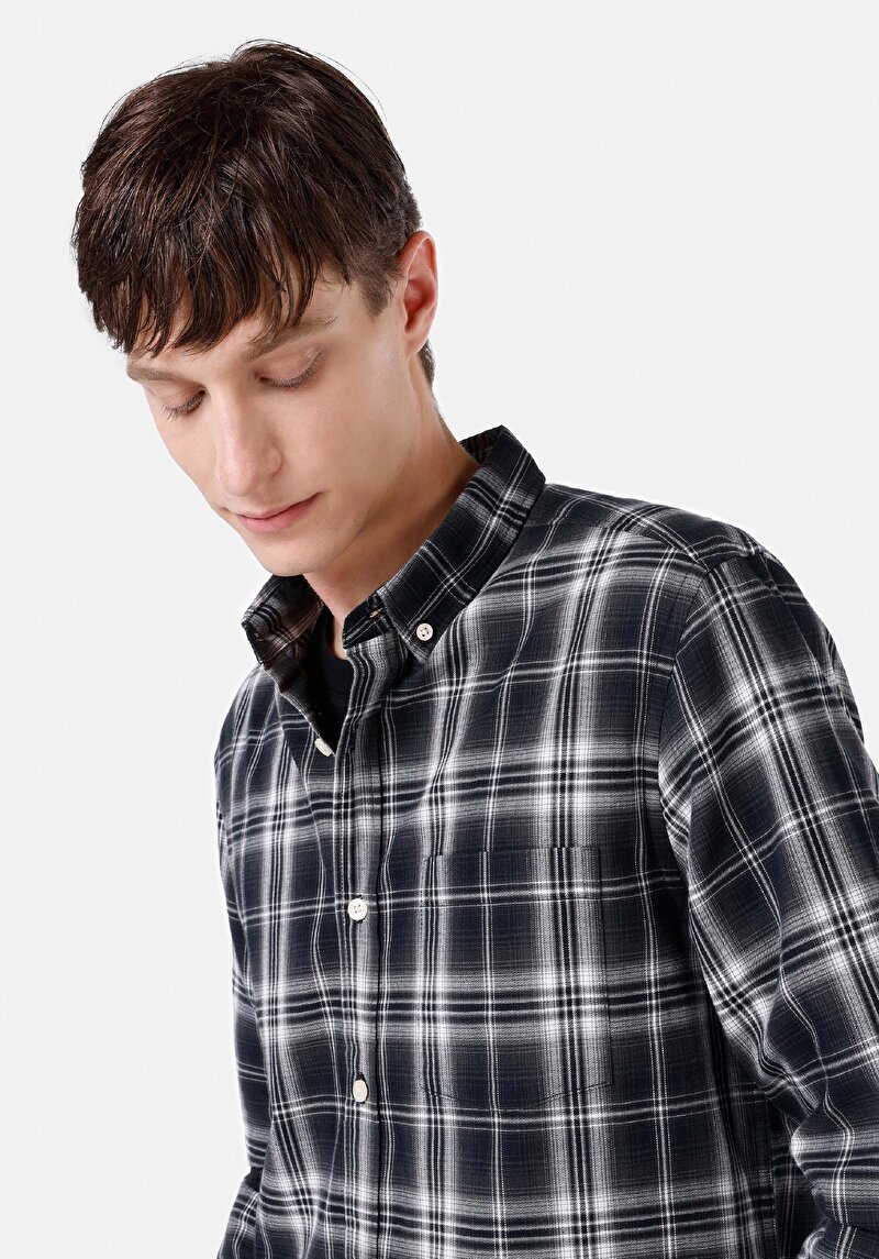 Показати інформацію про Сорочка З Довгим Рукавом Чоловіча Чорна  Cl1066817