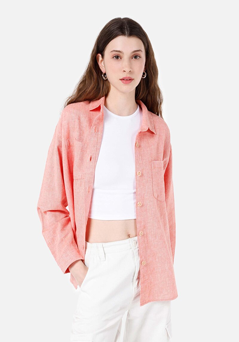 Зображення Сорочка З Довгим Рукавом Жіноча Помаранчева  Cl1068075