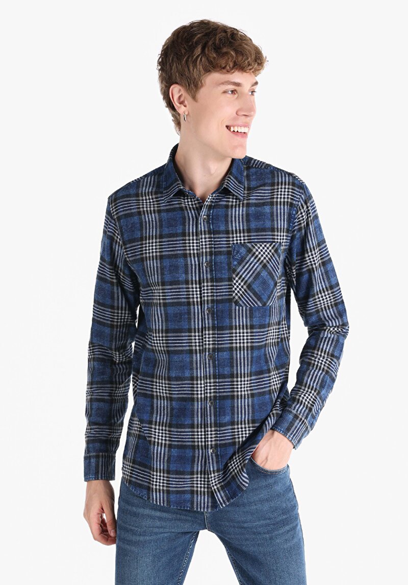 Зображення Сорочка З Довгим Рукавом Чоловіча Синя  Cl1066853