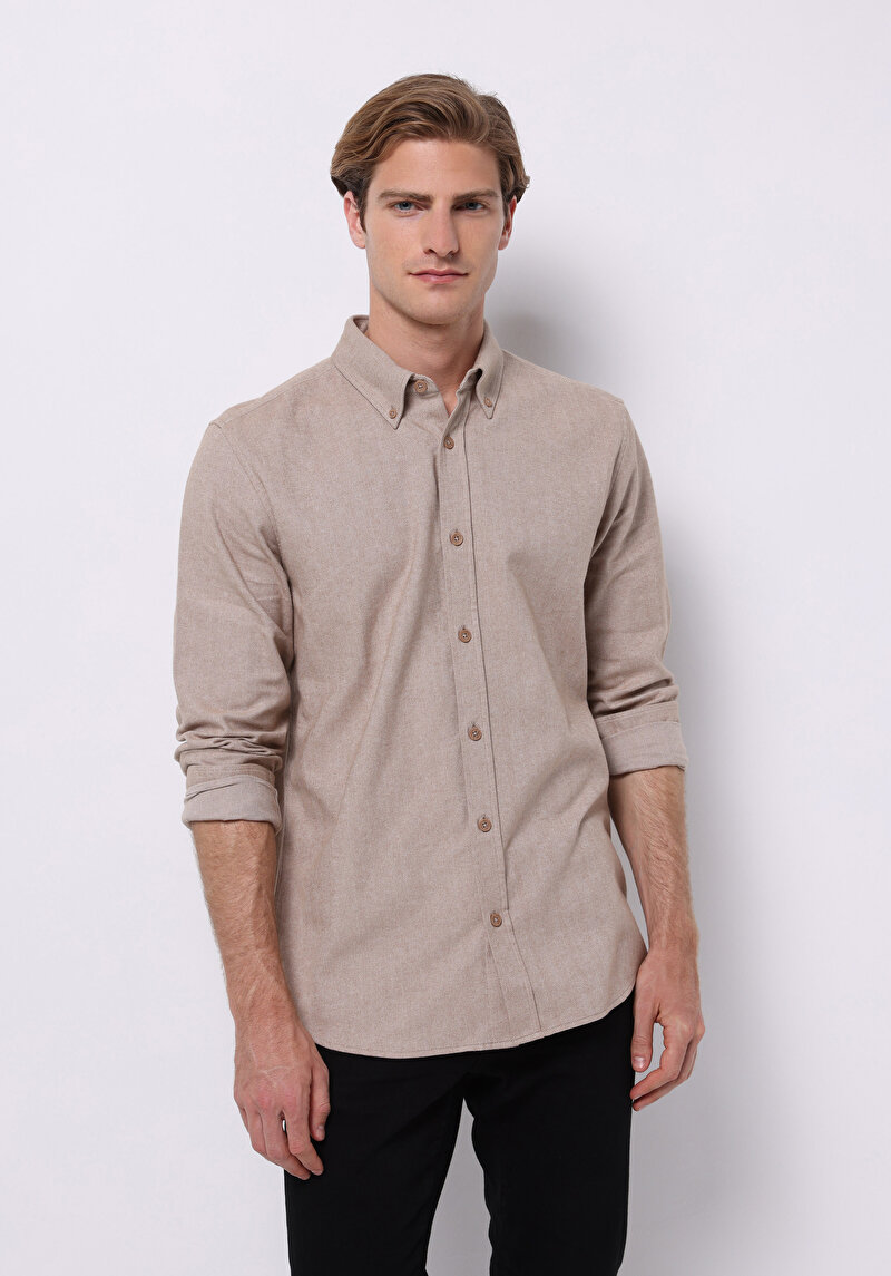 Зображення Сорочка З Довгим Рукавом Чоловіча Бежева  Cl1070811