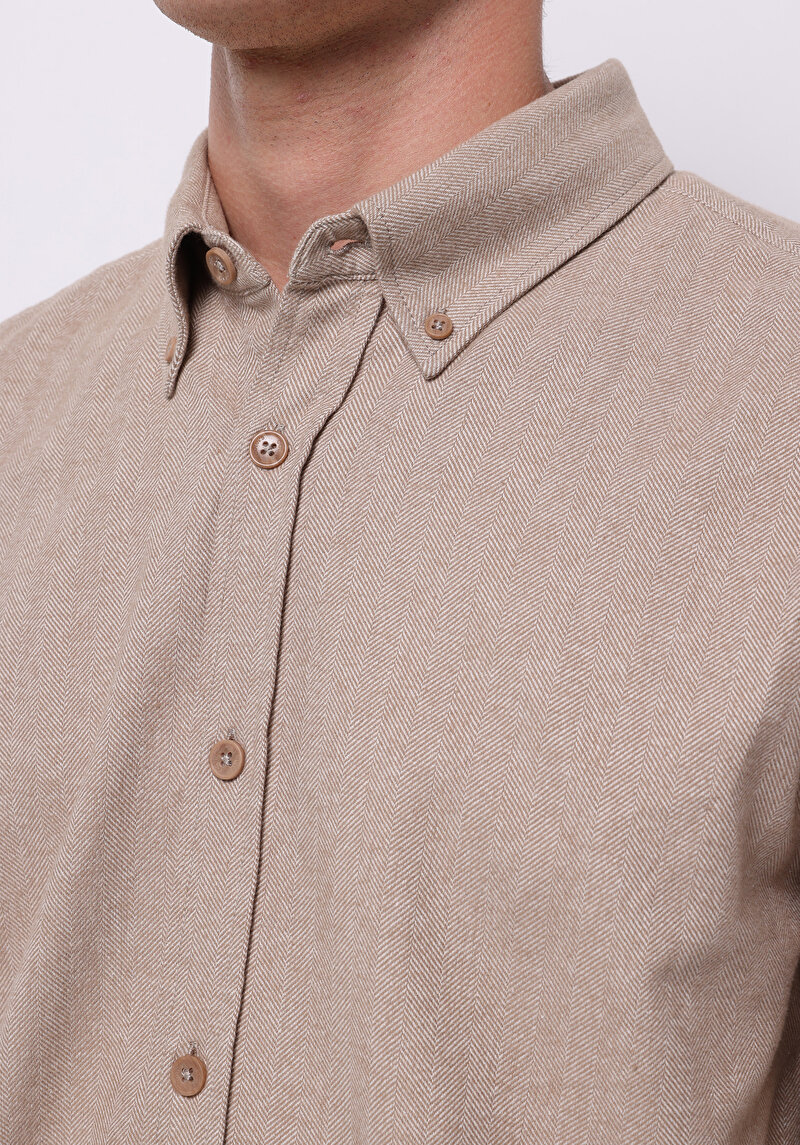 Зображення Сорочка З Довгим Рукавом Чоловіча Бежева Cl1070811