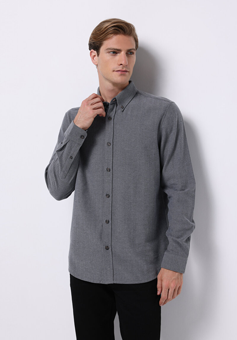 Зображення Сорочка З Довгим Рукавом Чоловіча Сіра  Cl1070811