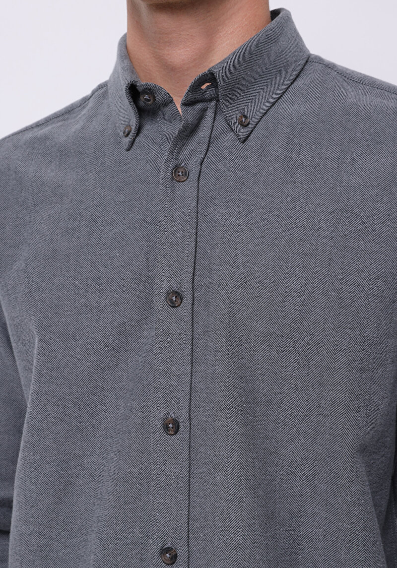 Показати інформацію про Сорочка З Довгим Рукавом Чоловіча Сіра  Cl1070811