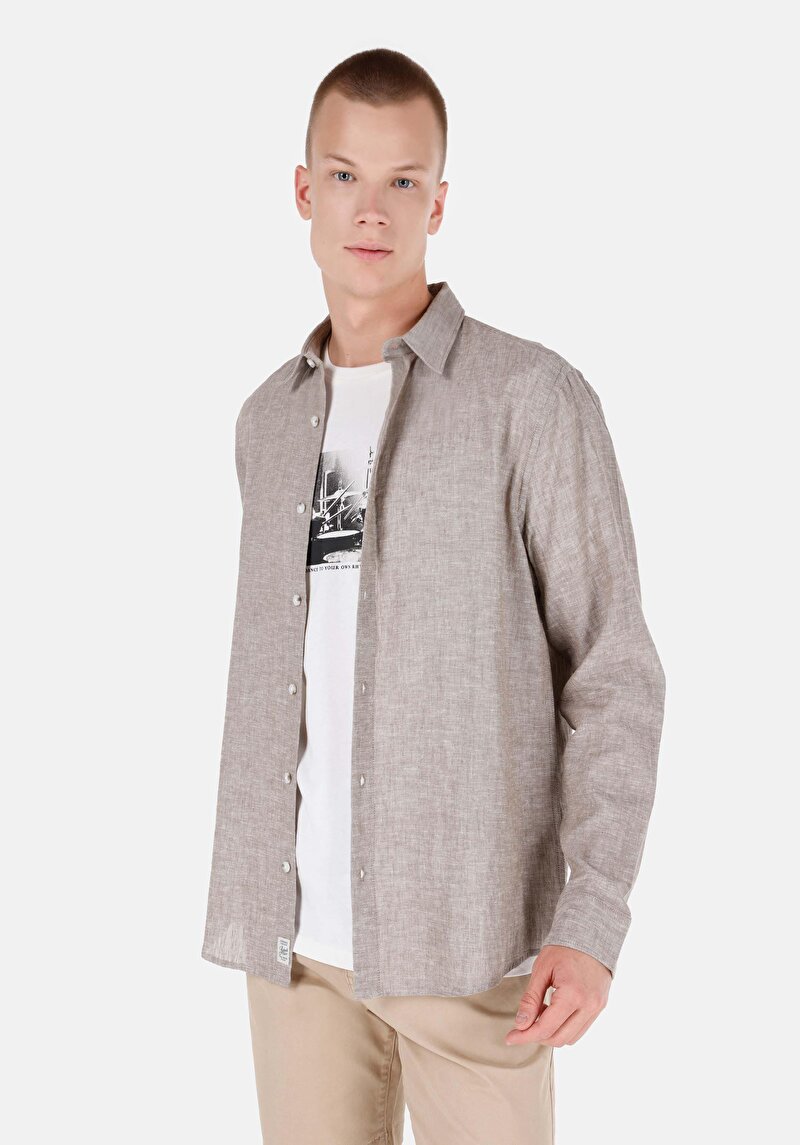 Зображення Сорочка З Довгим Рукавом Чоловіча Коричнева Cl1068759