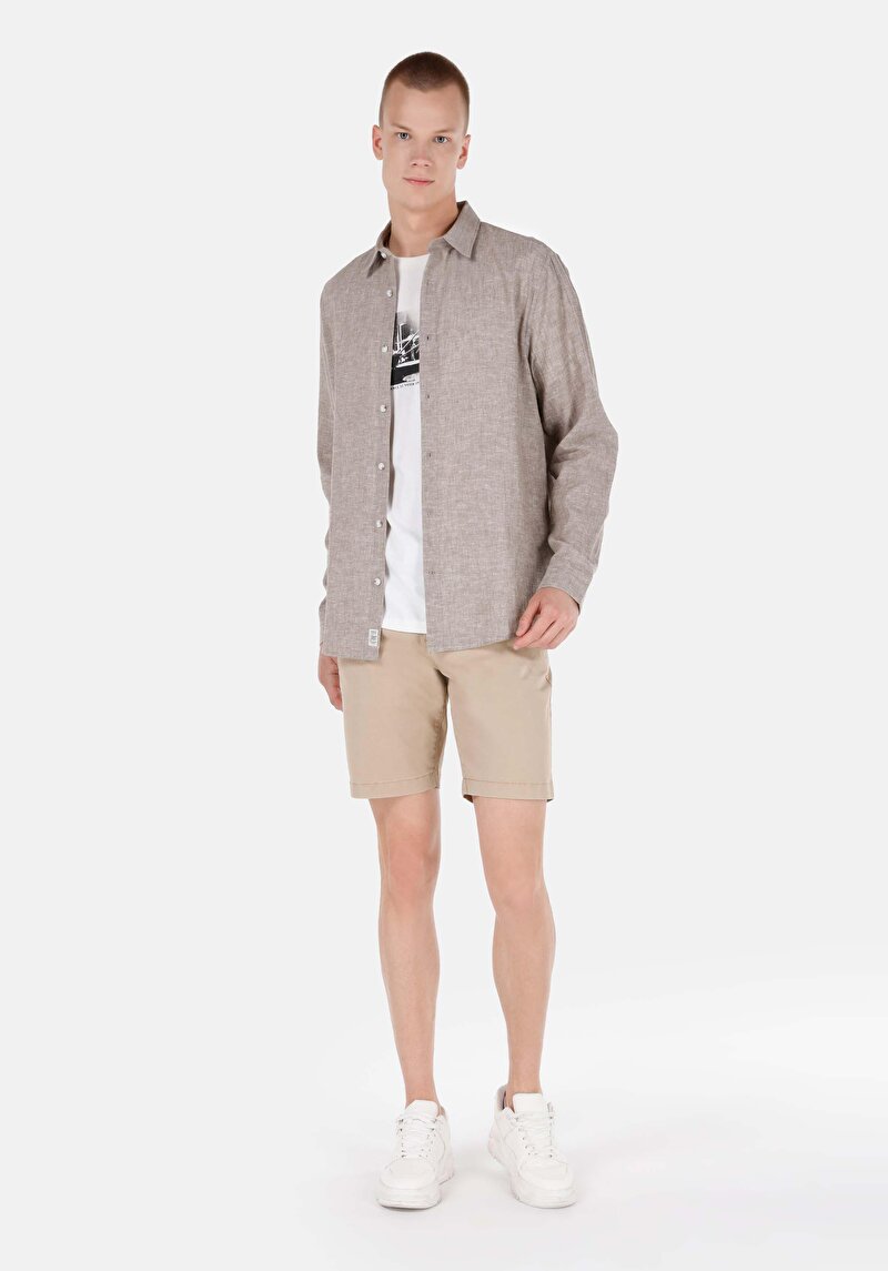 Показати інформацію про Сорочка З Довгим Рукавом Чоловіча Коричнева  Cl1068759