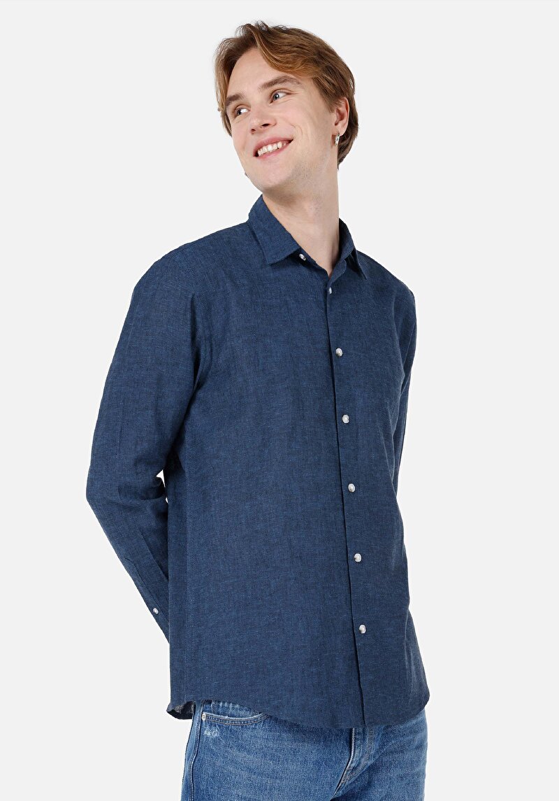 Зображення Сорочка З Довгим Рукавом Чоловіча Синя  Cl1068759