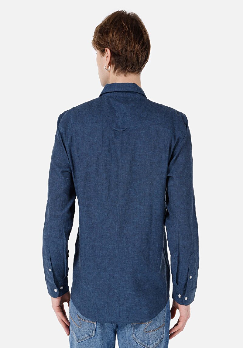 Показати інформацію про Сорочка З Довгим Рукавом Чоловіча Синя  Cl1068759