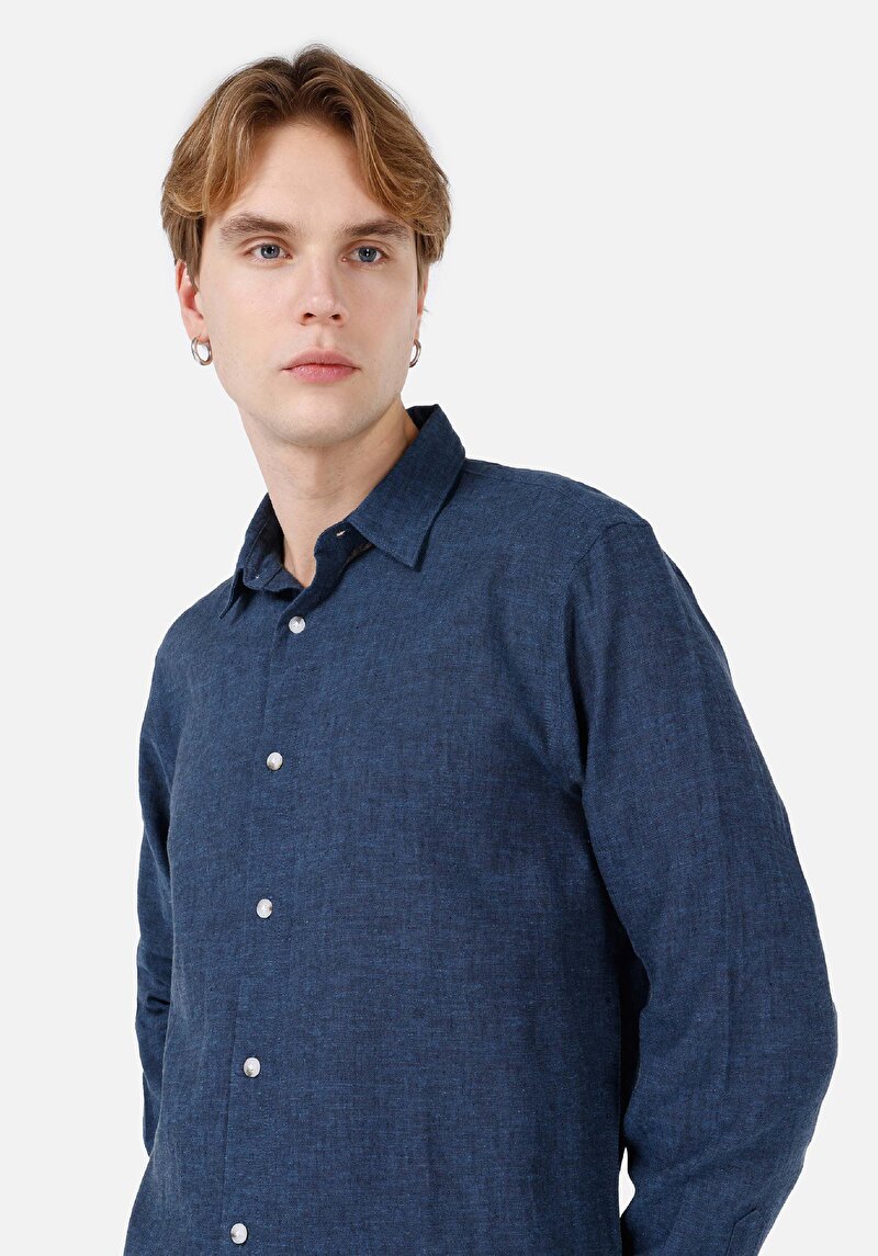 Показати інформацію про Сорочка З Довгим Рукавом Чоловіча Синя  Cl1068759