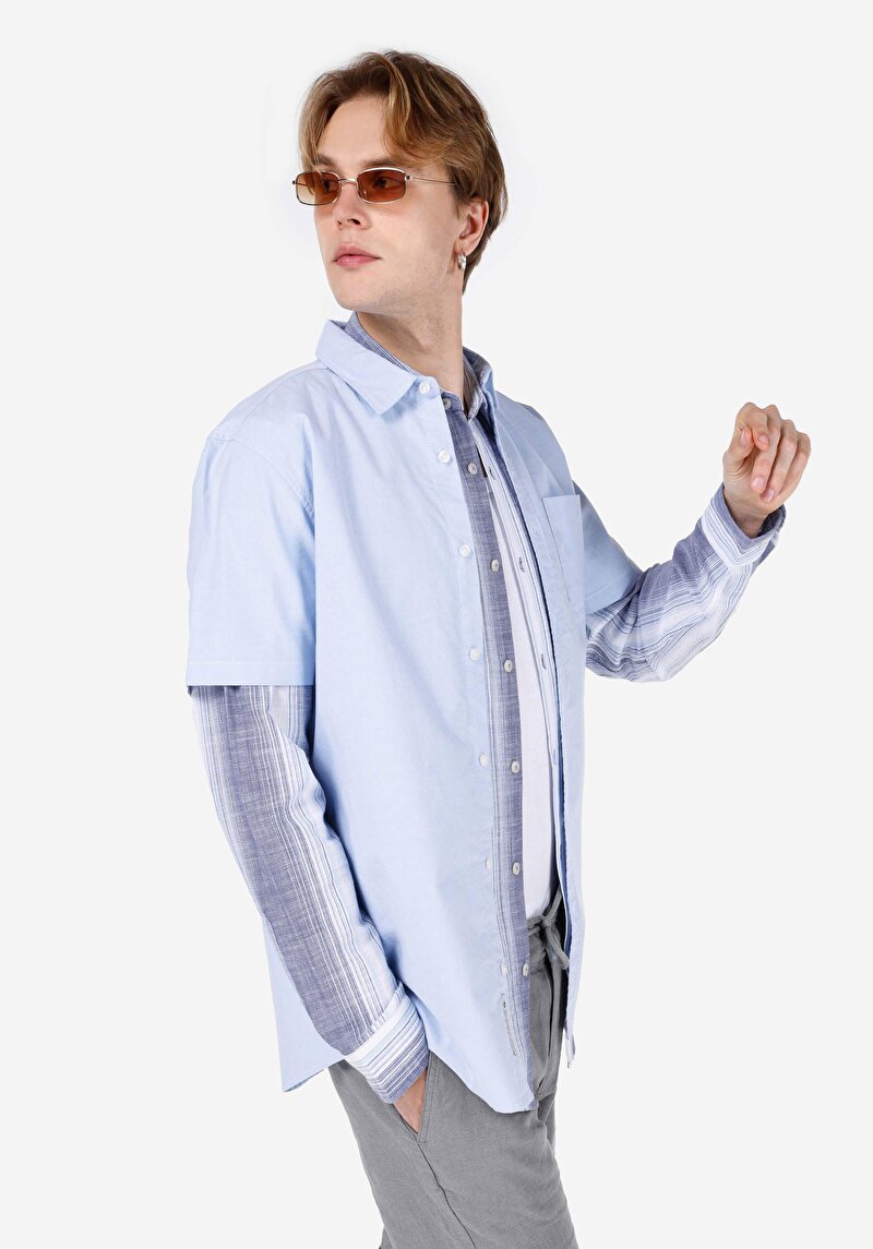 Зображення Сорочка З Коротким Рукавом Чоловіча Блакитна  Cl1066928