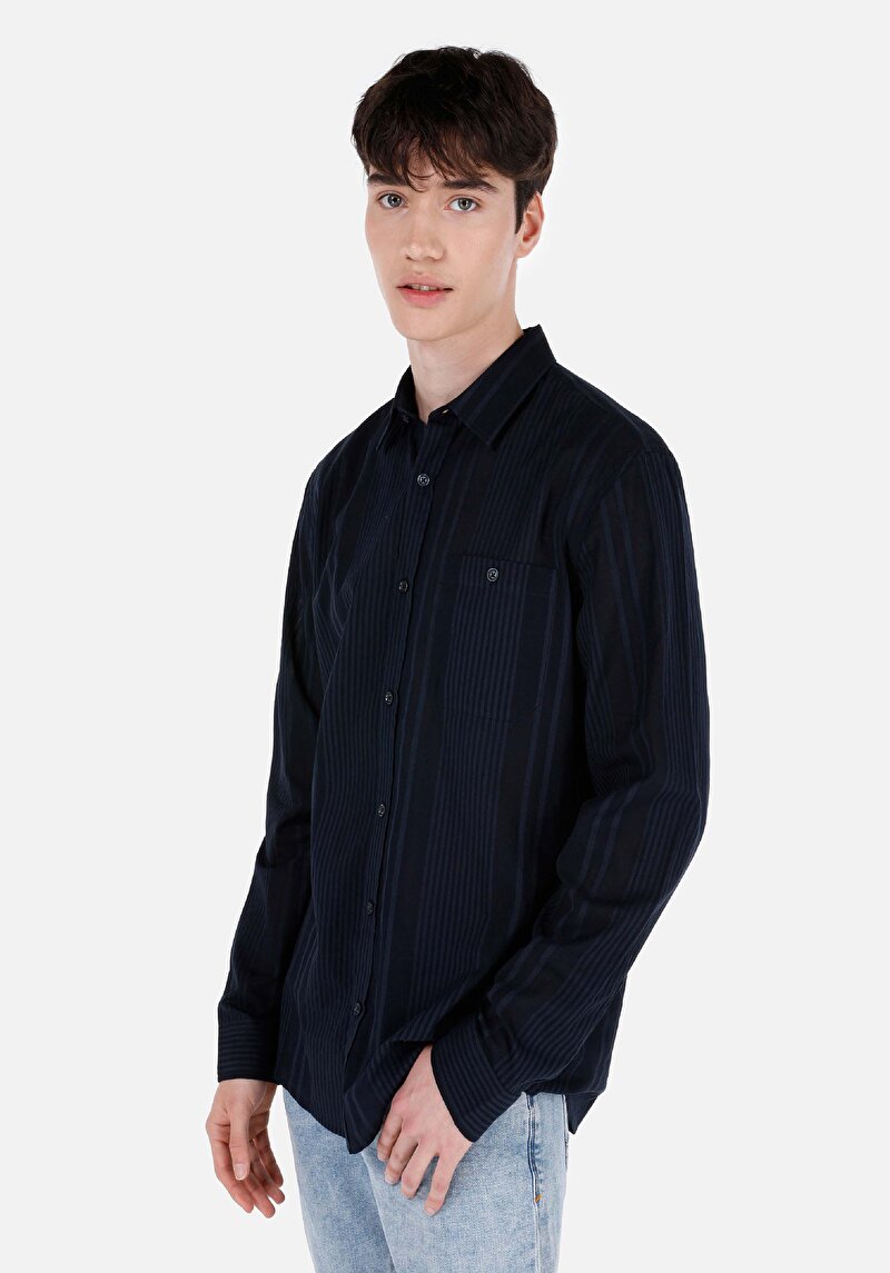 Показати інформацію про Сорочка З Довгим Рукавом Чоловіча Синя  Cl1066930