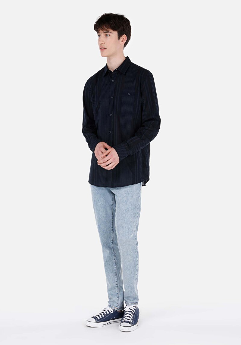 Показати інформацію про Сорочка З Довгим Рукавом Чоловіча Синя  Cl1066930