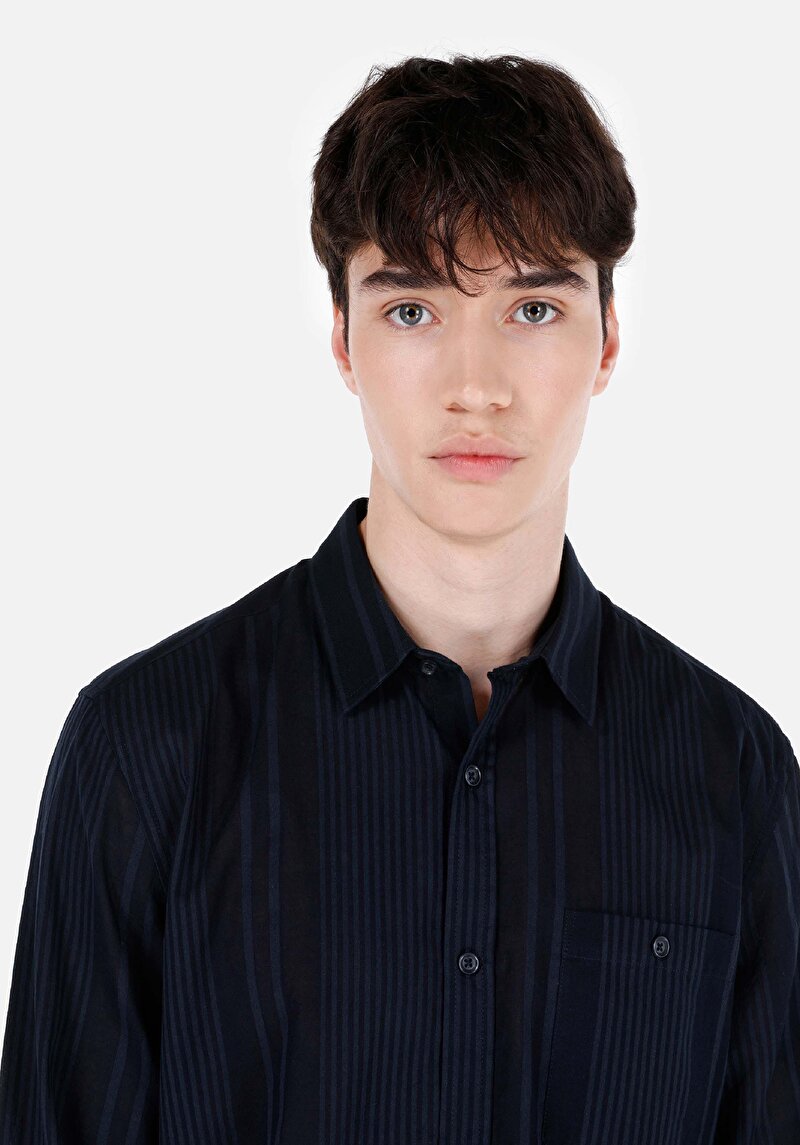 Показати інформацію про Сорочка З Довгим Рукавом Чоловіча Синя  Cl1066930