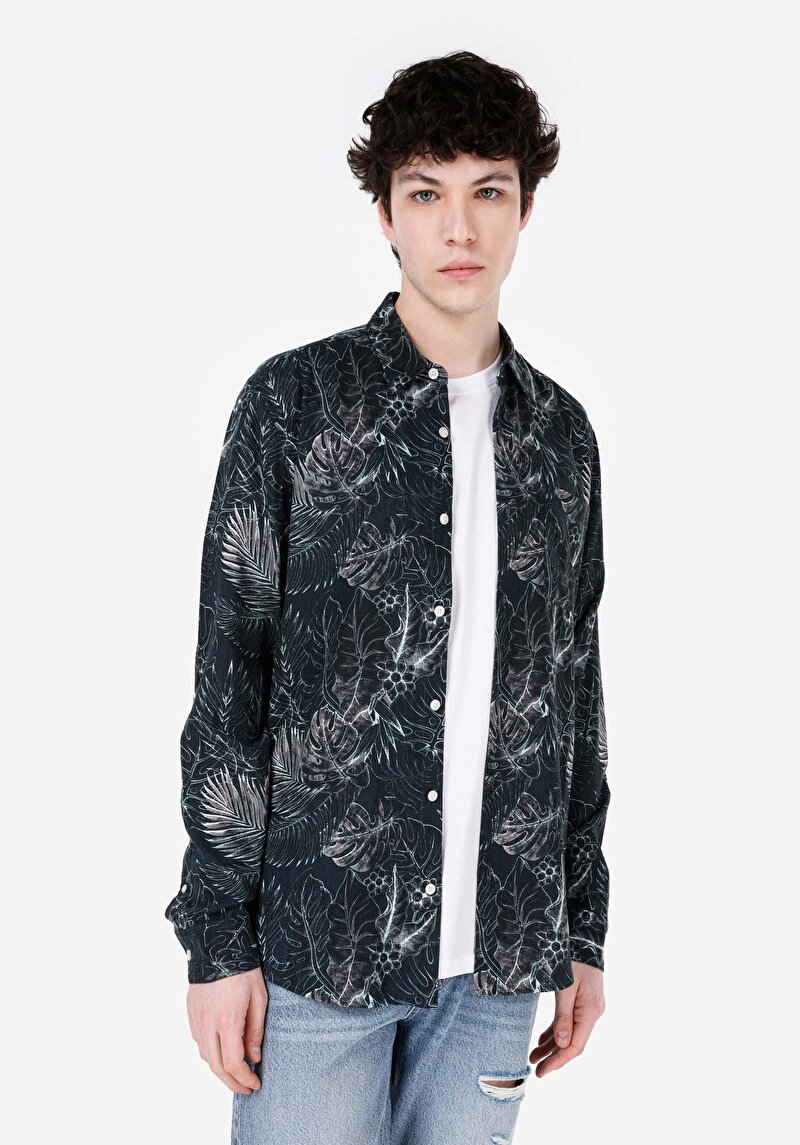 Зображення Сорочка З Довгим Рукавом Чоловіча Зелена  Cl1066940