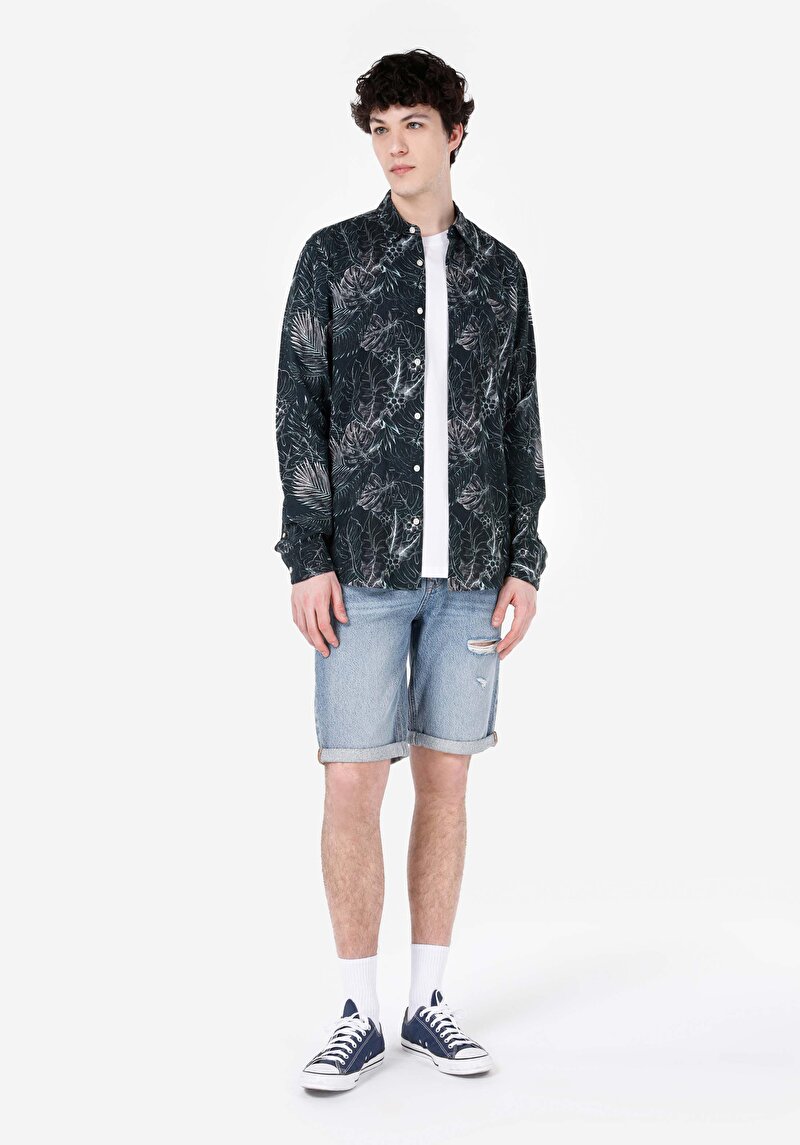 Показати інформацію про Сорочка З Довгим Рукавом Чоловіча Зелена  Cl1066940