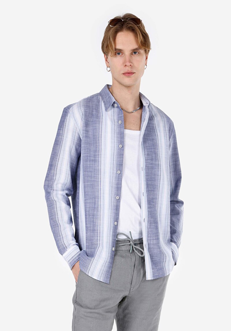 Зображення Сорочка З Довгим Рукавом Чоловіча Синя Cl1068399